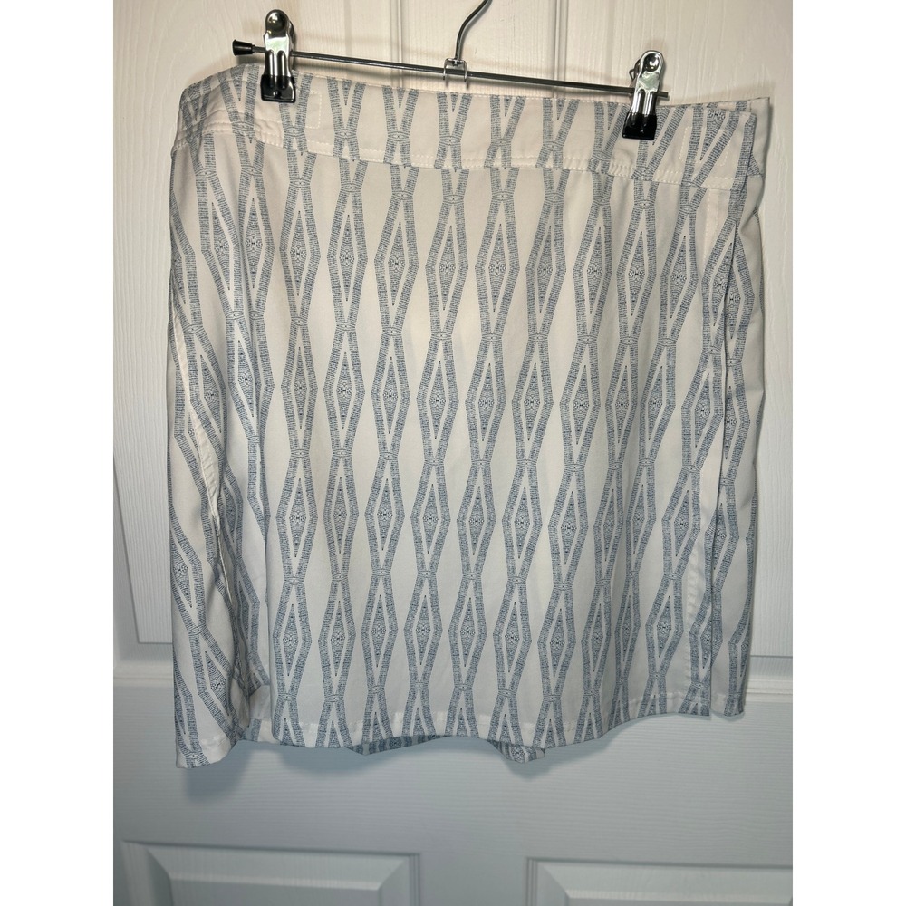 RipSkirt Hawaii Paia Maui Wrap Skirt White Blue‎ Geometric Diamond Size L